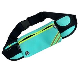 Aikendo Soft Fanny Pack Running Travel Belt Aqua green with neon Women neoprene